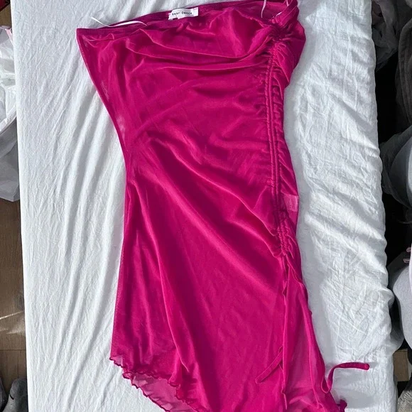 Bear Dance Hot Pink Mesh Beach Cover Midi Dress Size M - Picture 1 of 3